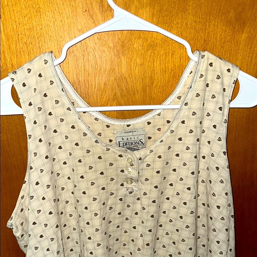 Basic Editions Cream and Brown/Tan Heart Dress